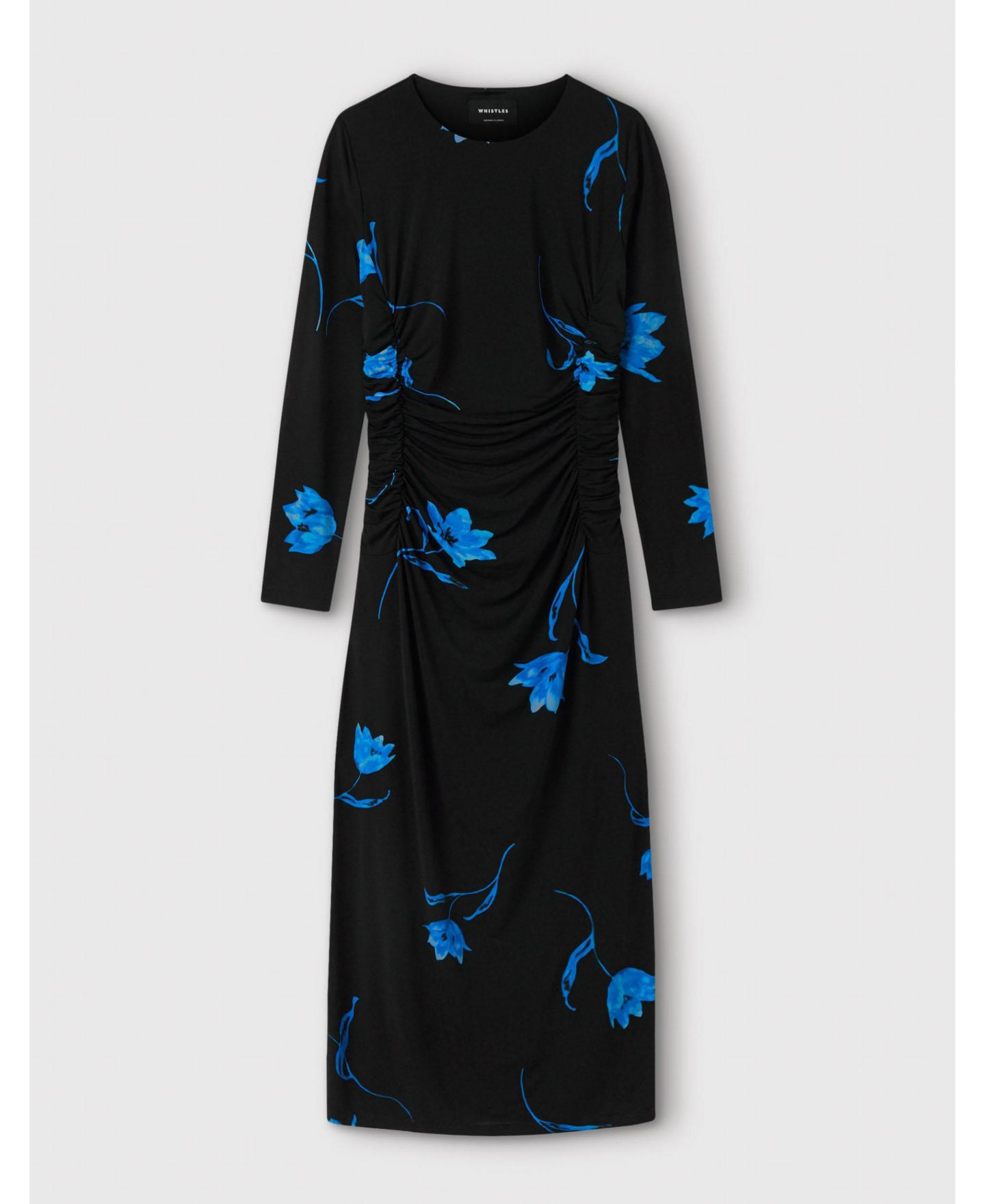 Женское платье Whistles Floral Long-Sleeve Midi Jersey, цвет: Чёрный / Разноцветный — фото 4