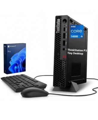 ThinkStation Business Mini Desktop, Intel Core i5-14500, Intel UHD Graphics, 16GB DDR5, 512GB SSD, Wired Keyboard and Mouse, Win11 Pro, Black