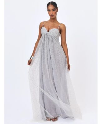 Women's Wallie Backless Rhinestone-Embellished Sweetheart Gown