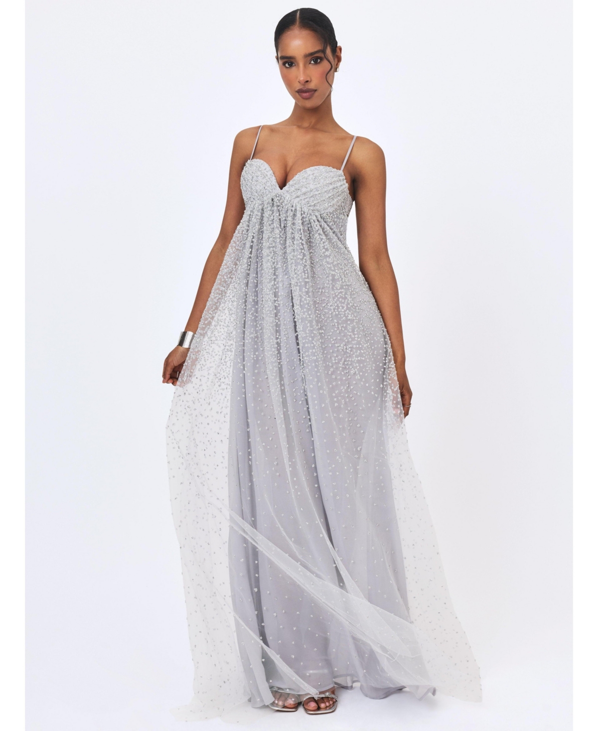 Miss Circle Women's Wallie Backless Rhinestone-Embellished Sweetheart Gown