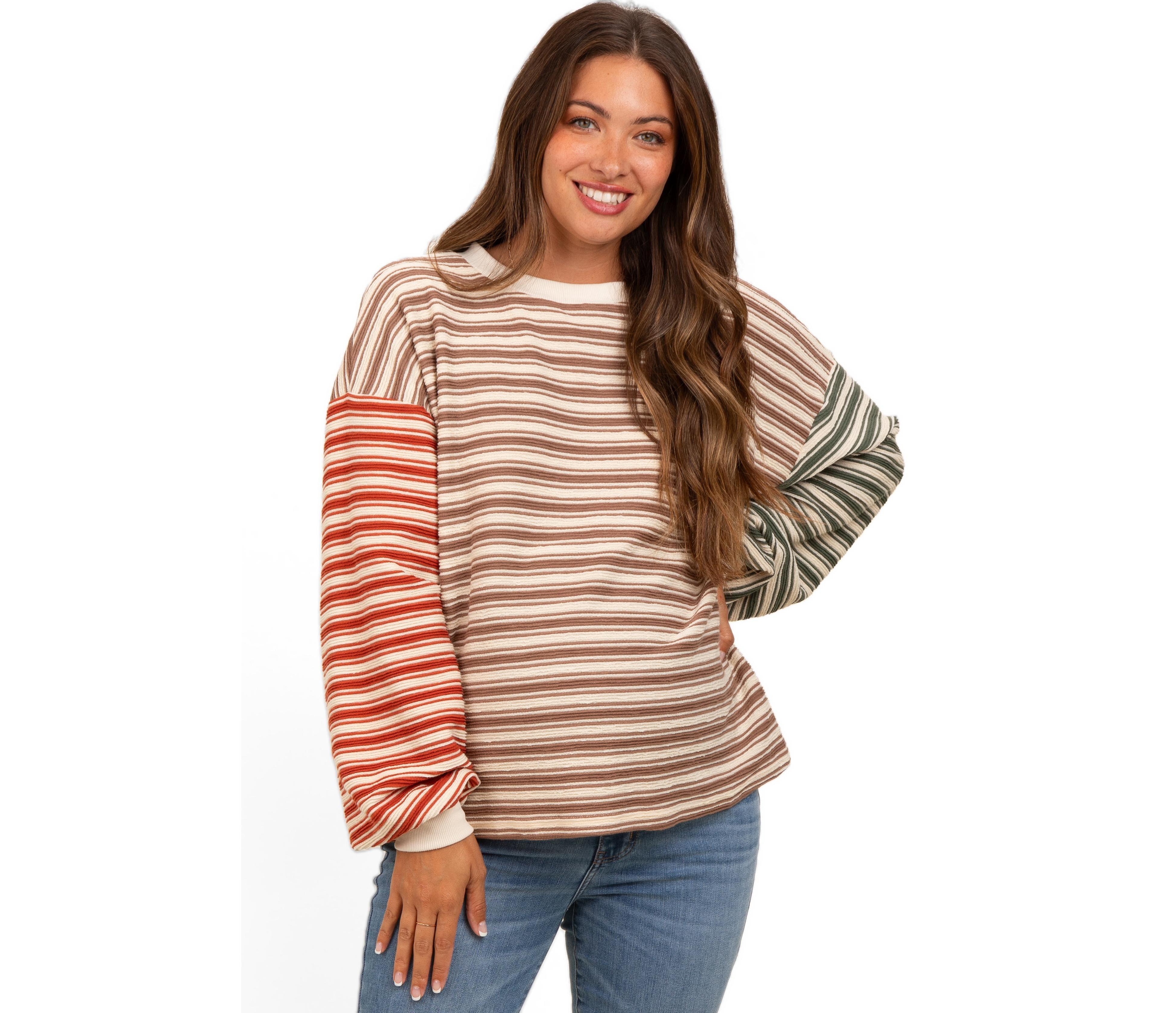 Pinkblush Maternity Striped Bubble-Sleeve Top