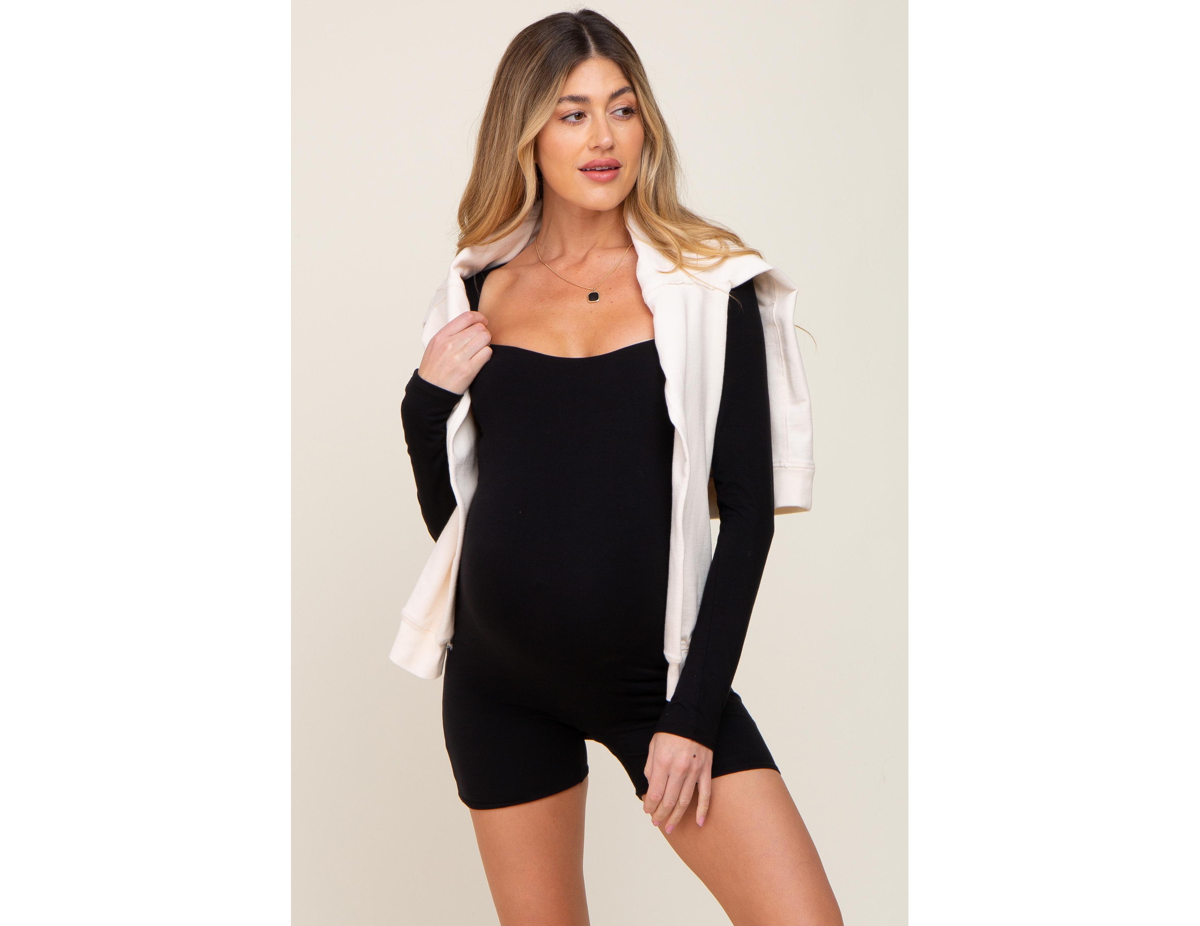 Pinkblush Women's Black Square Neck Long Sleeve Romper