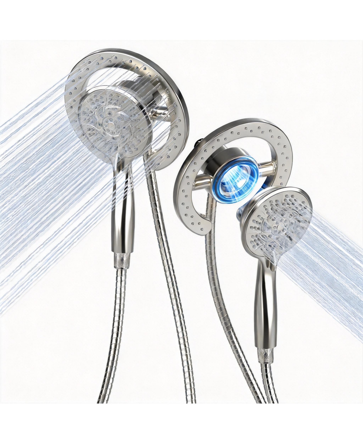 Cyqbd 2-in-1 Shower Head Handheld 10 Mode Dual Combo Round Kit