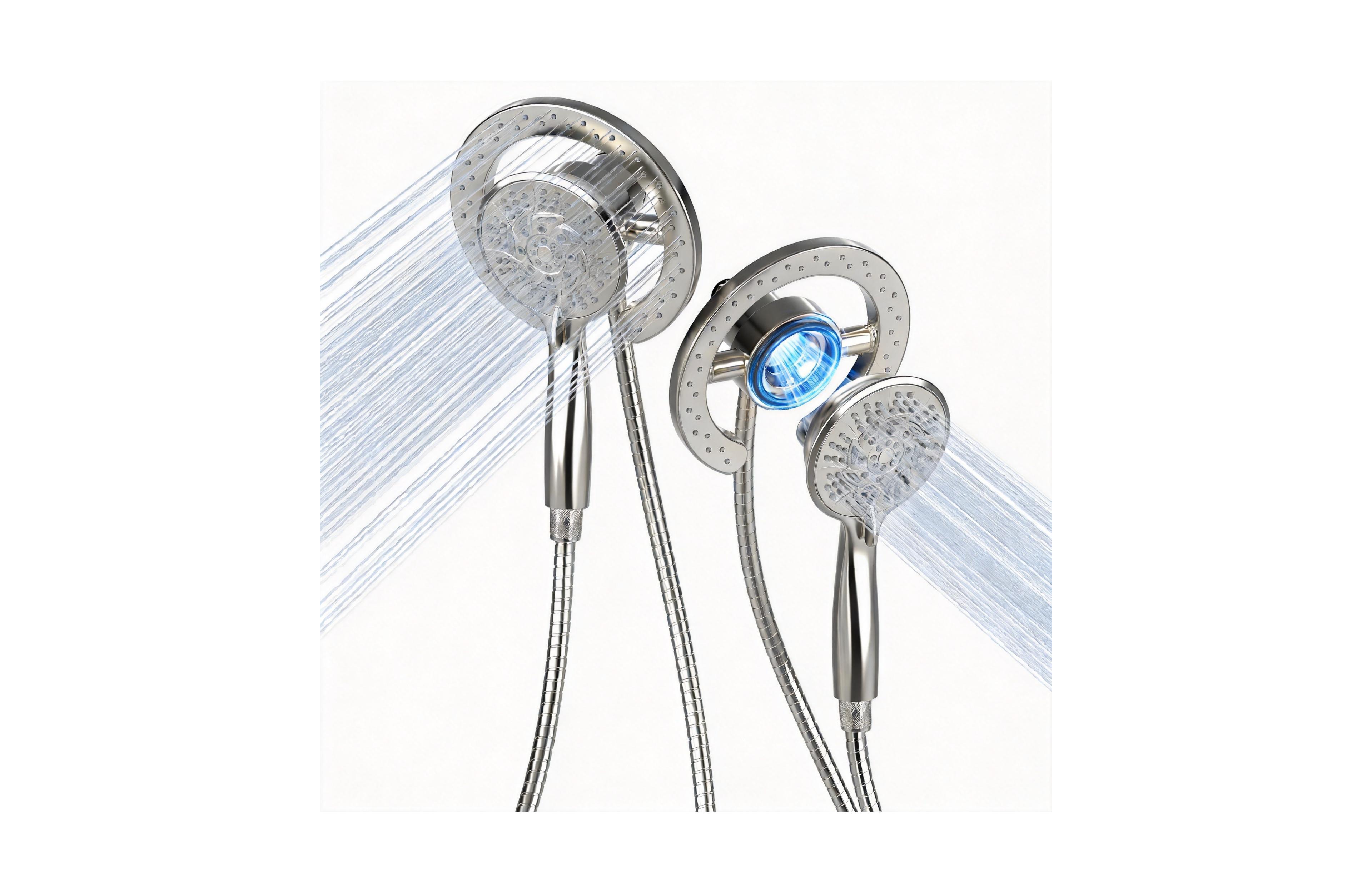 Cyqbd 2-in-1 Shower Head Handheld 10 Mode Dual Combo Round Kit