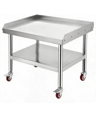 Stainless Steel Shelves Table with Wheels - Adjustable Undershelf for Kitchen Prep and Storage, 304 Steel