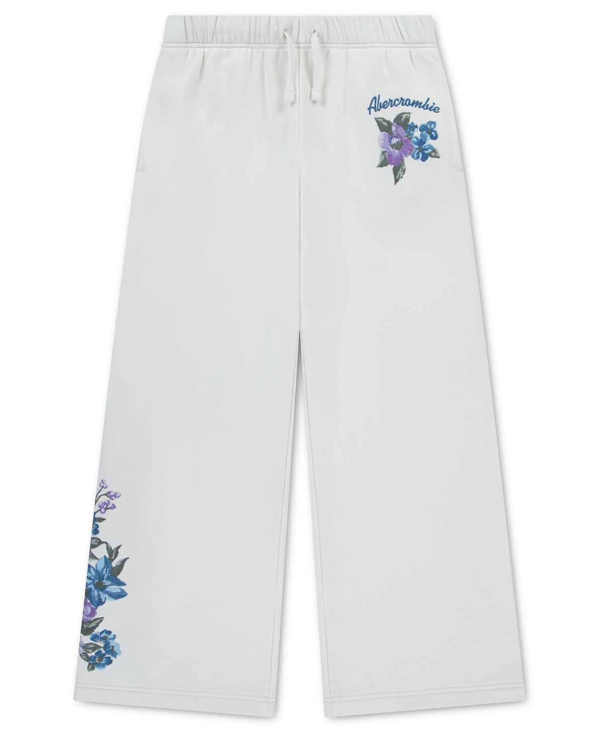 abercrombie kids Girls' 5-16 Floral Low-Rise Baggy Fleece Pants - Jet Stream