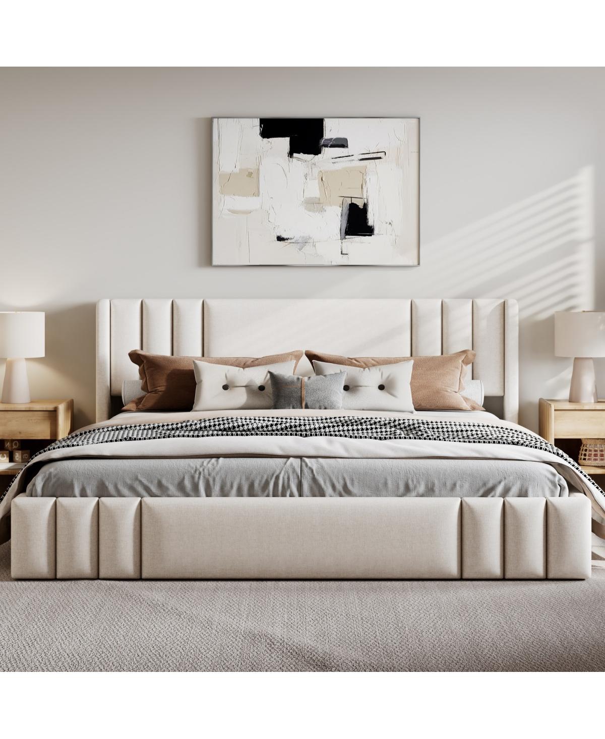 Streamdale Furniture Queen Size Upholstered Platform Bed Frame