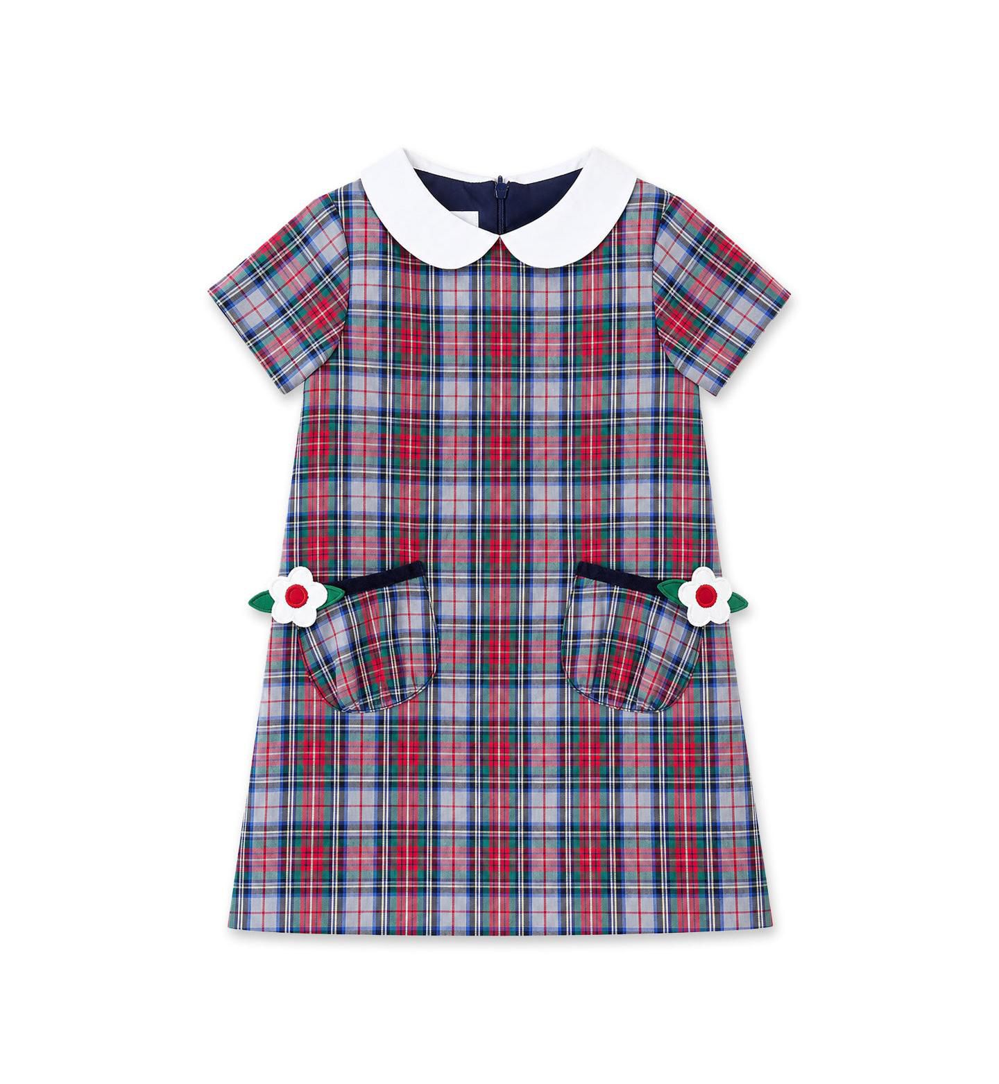 Платье Florence Eiseman Plaid Short-Sleeve A-Line Dress для девочек, цвет: Серый разноцветный клетчатый — фото 1
