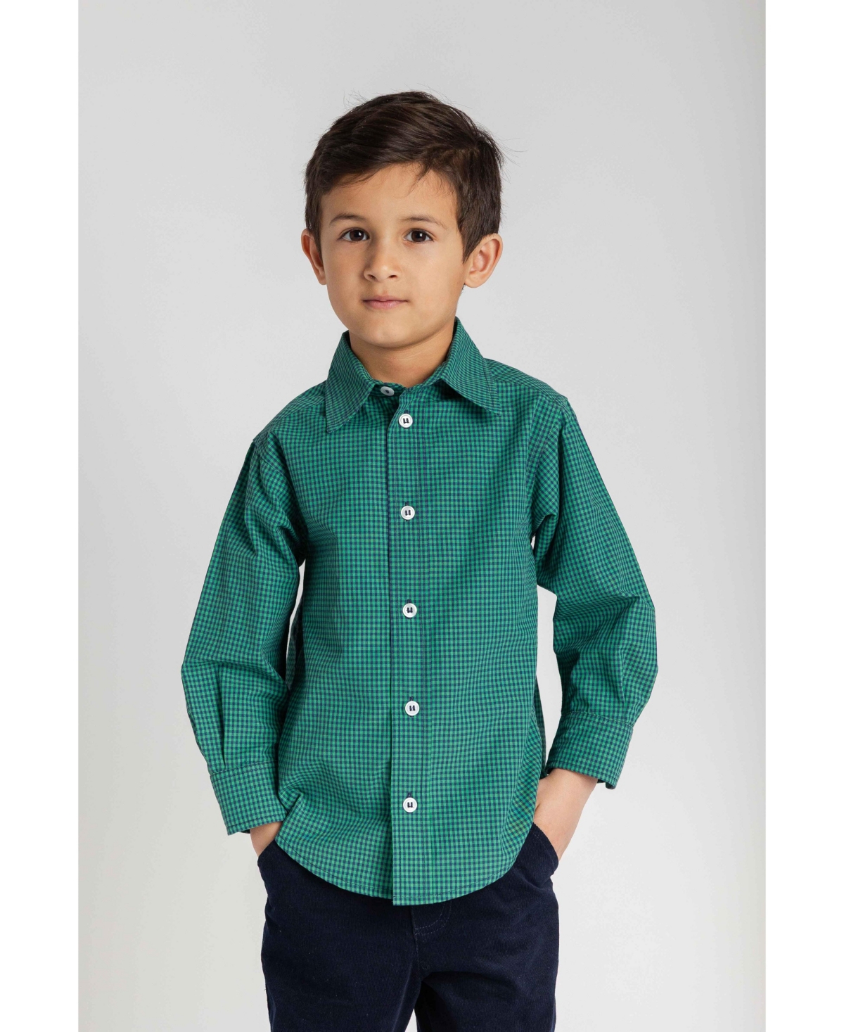 Florence Eiseman Toddler Boys' 2T-5T Check Long-Sleeve Button Down Shirt