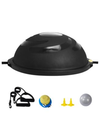 26 Inch Half Balance Ball Trainer with 1500 Pound Capacity Resistance Bands and Foot Pump