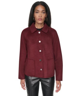 Women's Wool-Blend Button-Front Shirt Jacket