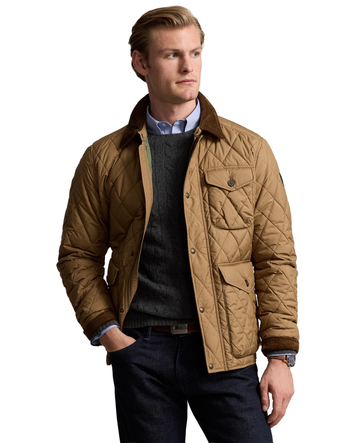 Polo Ralph Lauren Men's Beaton Quilted Water-repellent Full-zip Jacket In Honey Brown