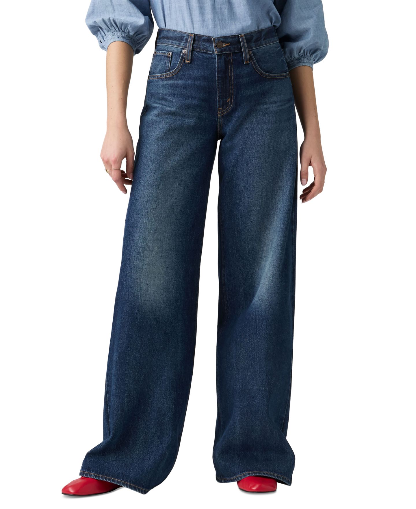 Женские джинсы Levi's Middy Mid-Rise Wide-Leg Retro, цвет: Полуночная тёмная варка — фото 1