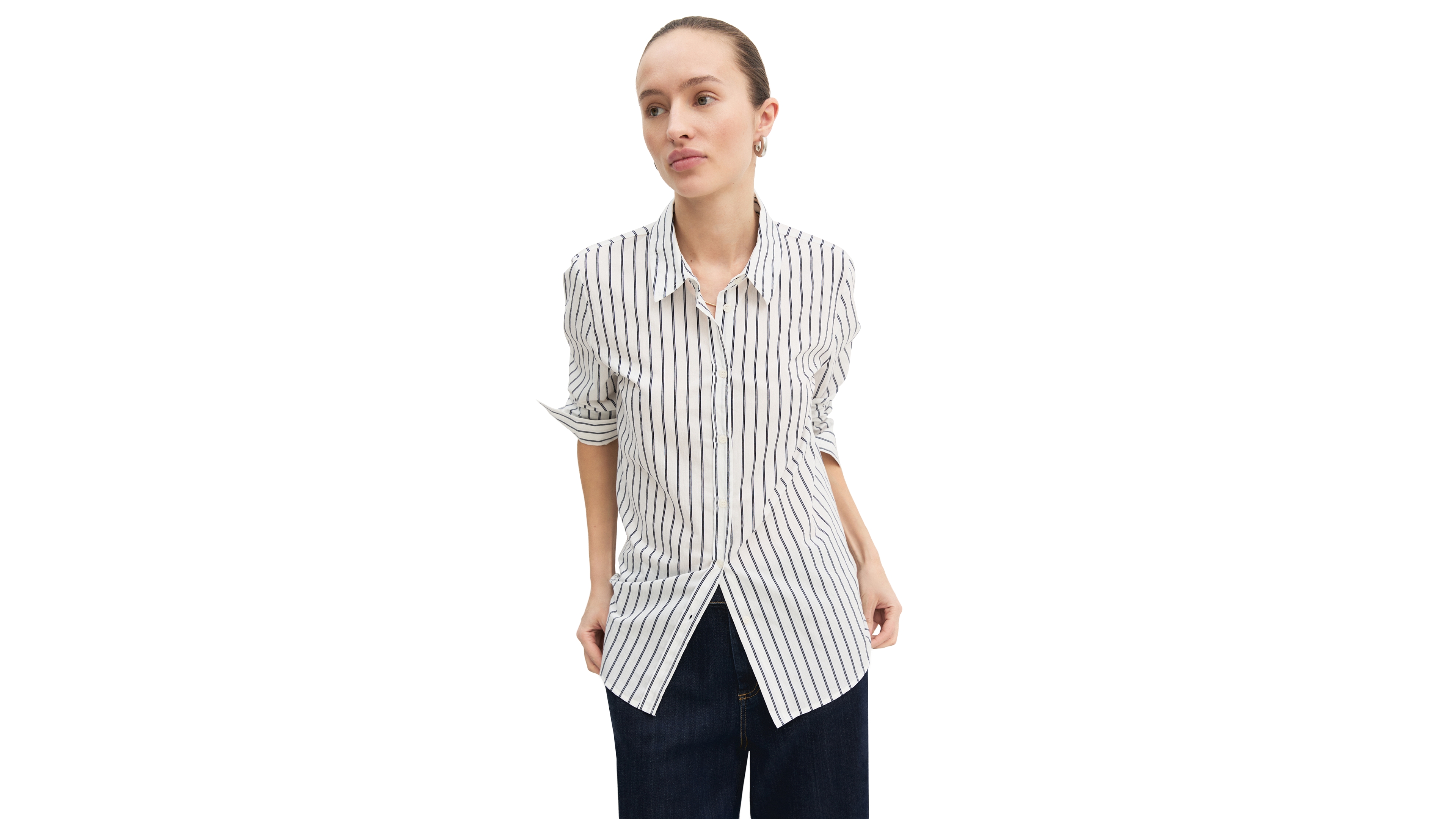 Emme Marella Women's Emmguglia Long-Sleeve Striped Cotton-Blend Button-Up Shirt