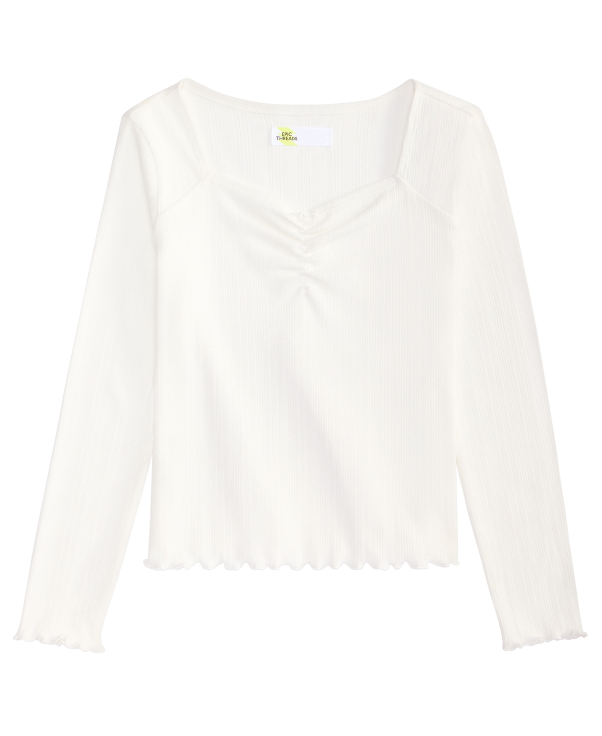 Epic Threads Kids' Girls' 4-16 Long-sleeve Sweetheart Neck Shirt, Macy's Exclusive In Angel White