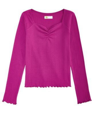 Girls' 4-16 Long-Sleeve Sweetheart Neck Shirt