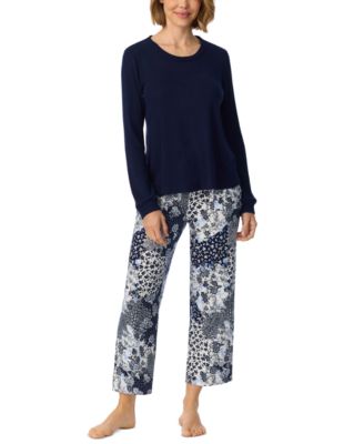 Women's Crewneck Ribbed Long-Sleeve Top and Pants, 2-Piece Set