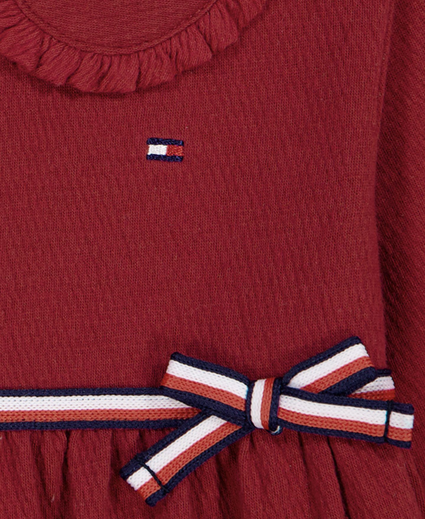 Детский комплект Tommy Hilfiger для девочки: туника с бантом Питер Пэн и леггинсы, цвет: Свекольный красный / Состаренный белый — фото 5