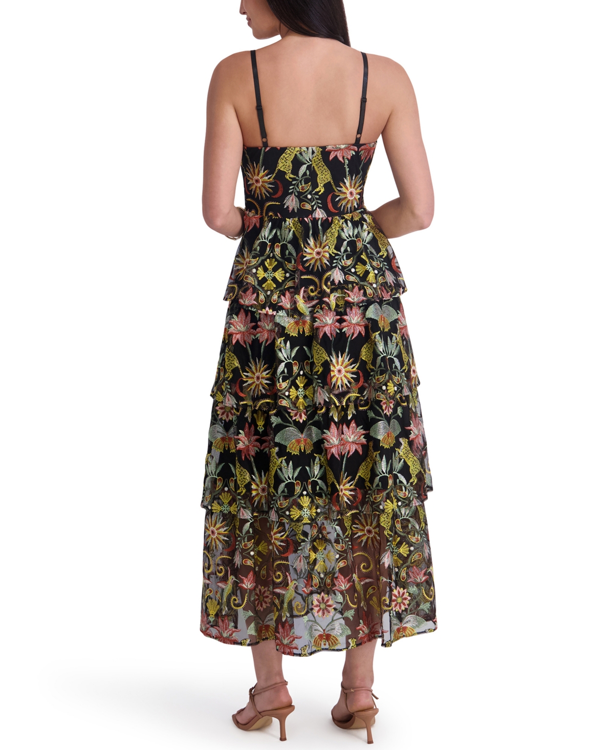 Siena Women's Embroidered Mesh Sleeveless Maxi Dress