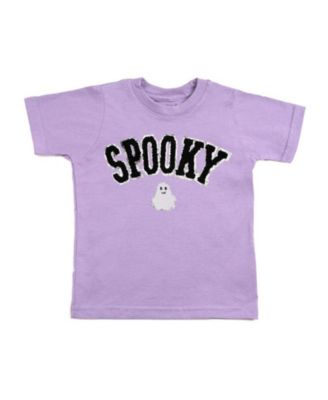 Toddler Girls 2T TO 4T Spooky Ghost Patch Halloween Short Sleeve T-Shirt