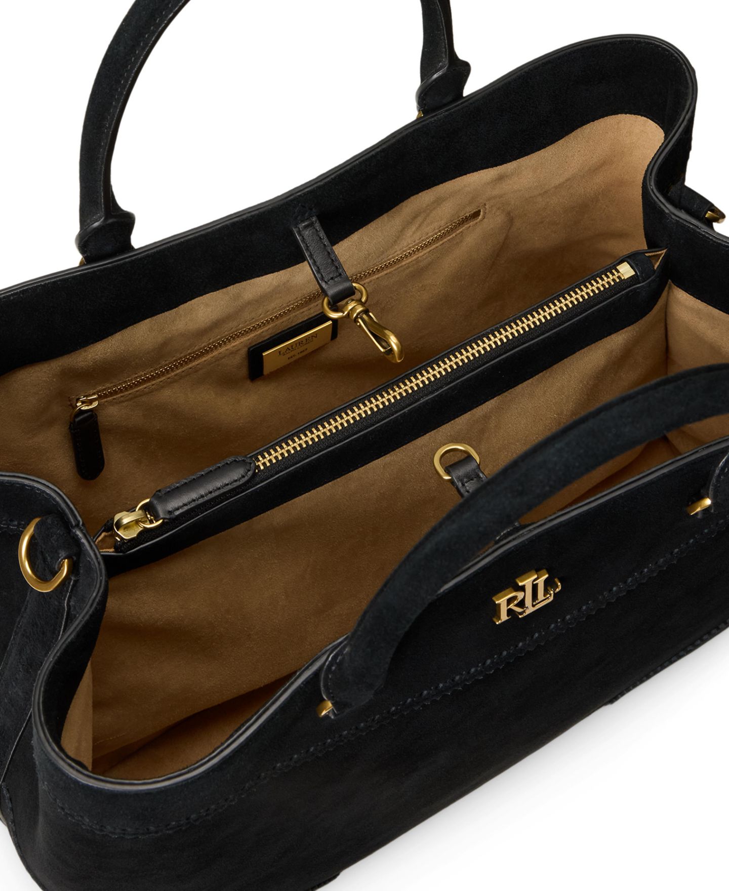 Женская большая замшевая сумка-сэтчел Lauren Ralph Lauren Marcy, цвет: Чёрный — фото 6