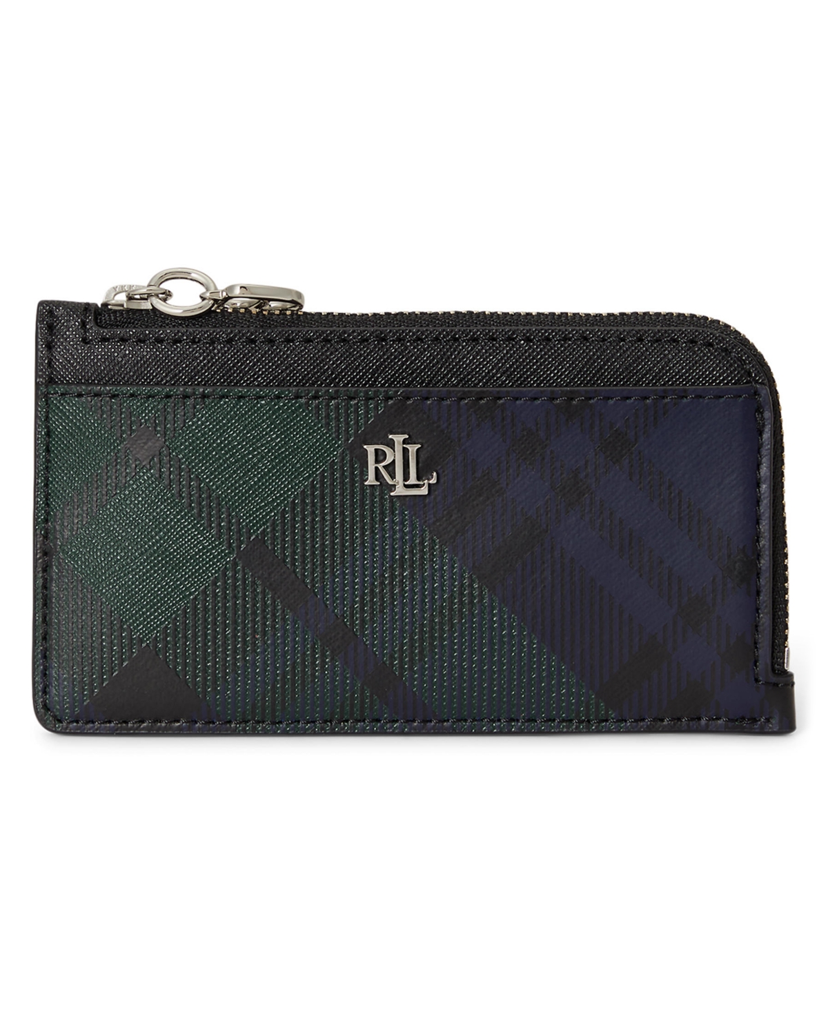 Lauren Ralph Lauren Printed Crosshatch Mini Leather L-Zip Card Case Wallet