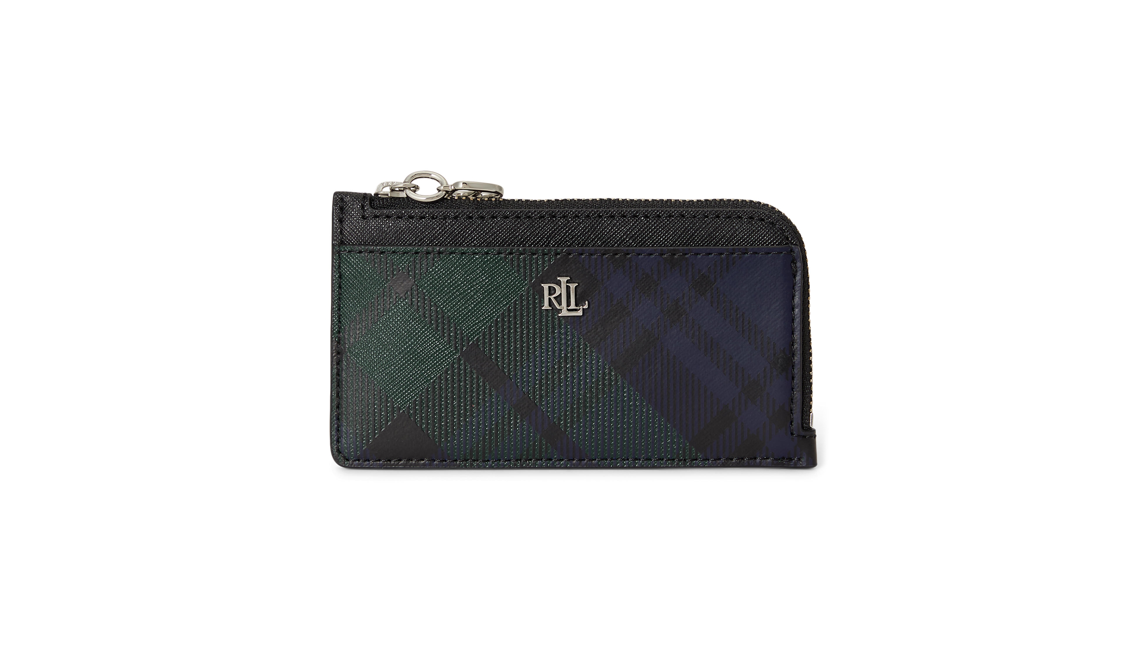 Lauren Ralph Lauren Printed Crosshatch Mini Leather L-Zip Card Case Wallet