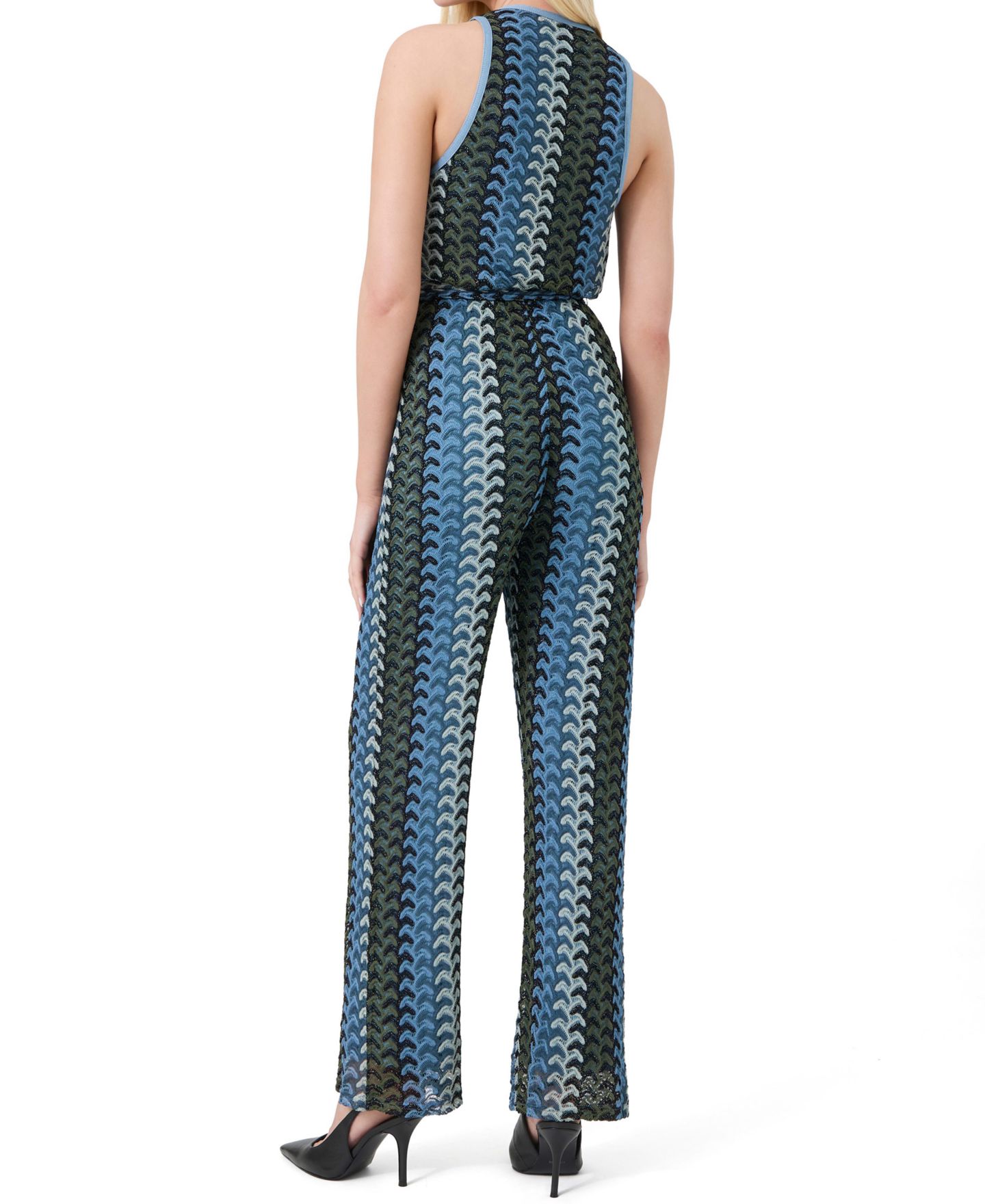 Женский комбинезон GUESS Caia Wide-Leg Sleeveless Knit Jumpsuit, цвет: Оливковый разноцветный — фото 4
