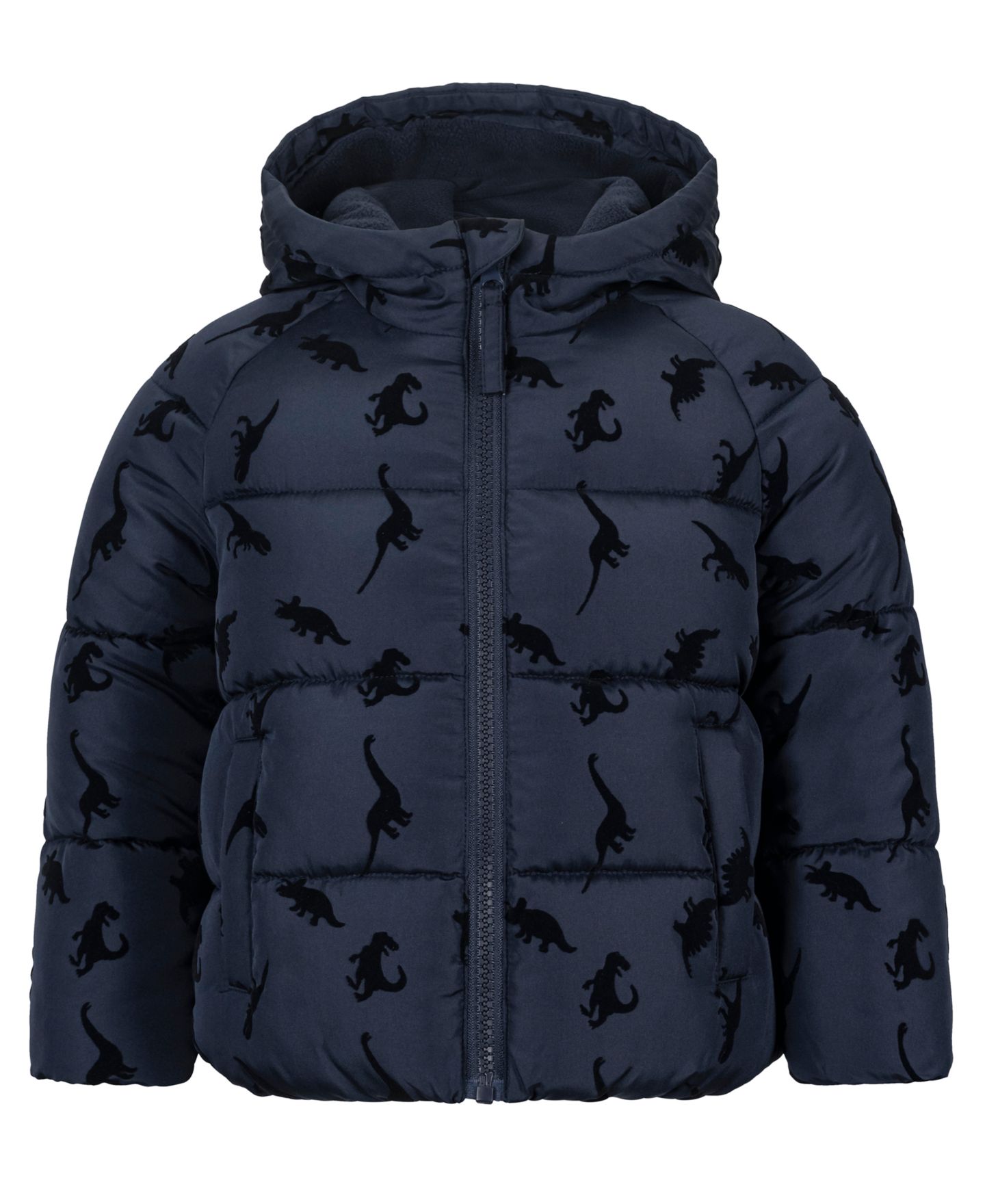 Куртка S Rothschild & CO Dinosaur Flocked Fleece-Lined Puffer Jacket для мальчиков-малышей, цвет: Тёмно-синий — фото 1