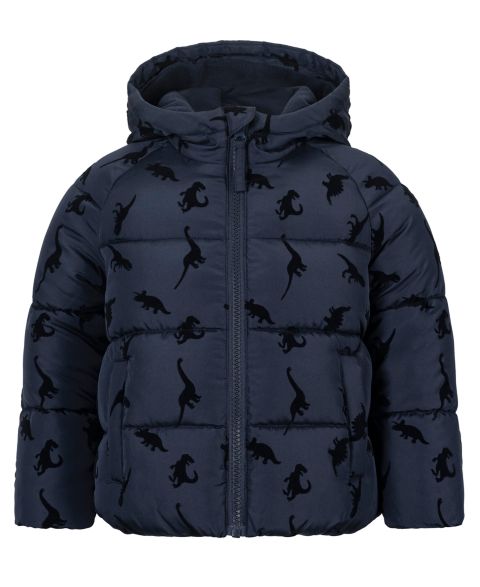 Куртка S Rothschild & CO Dinosaur Flocked Fleece-Lined Puffer Jacket для мальчиков-малышей, цвет: Тёмно-синий