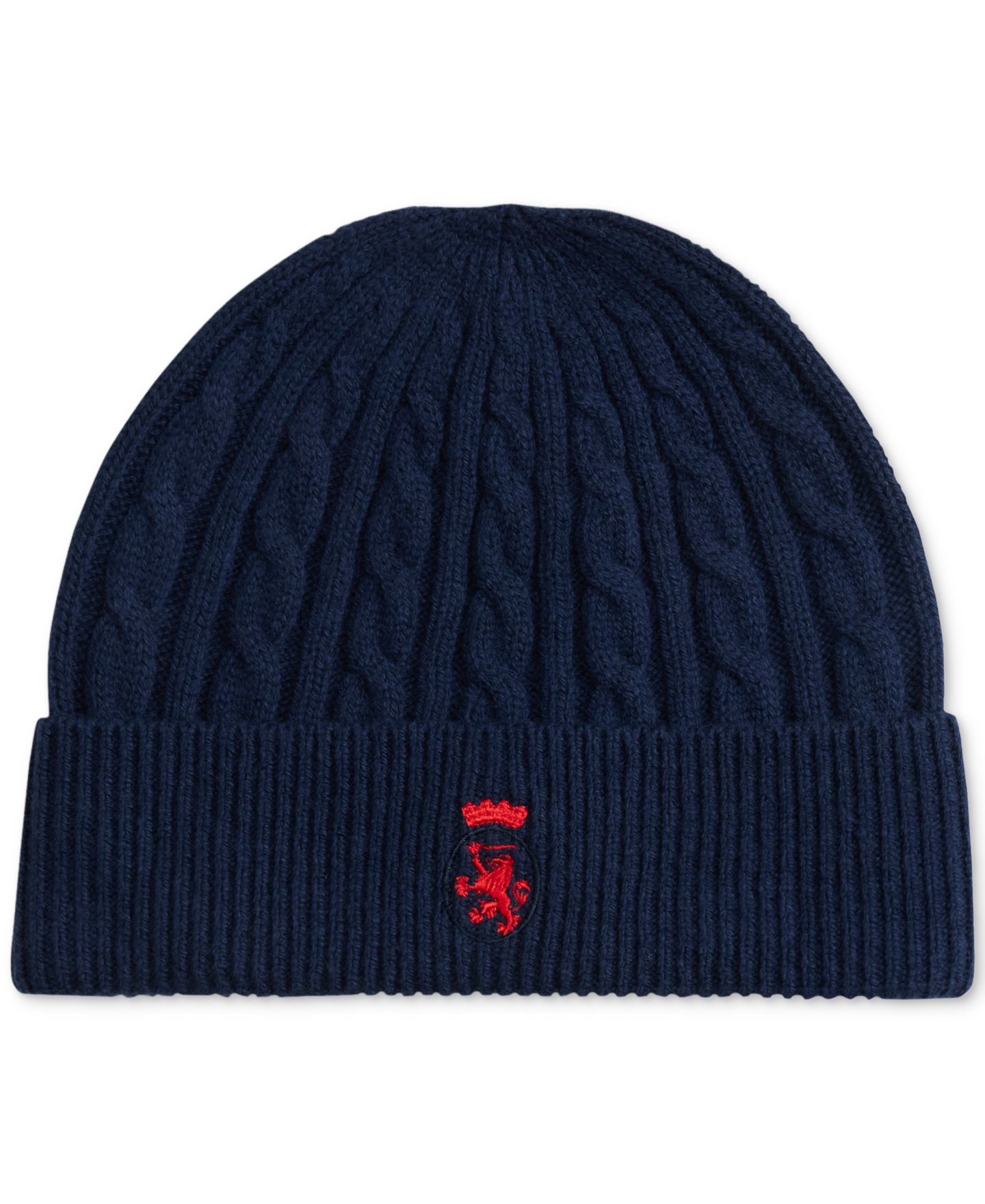 Мужская шапка Tommy Hilfiger American Icons Wool Cable-Knit Ribbed-Cuff Beanie, цвет: Тёмный синий — фото 2