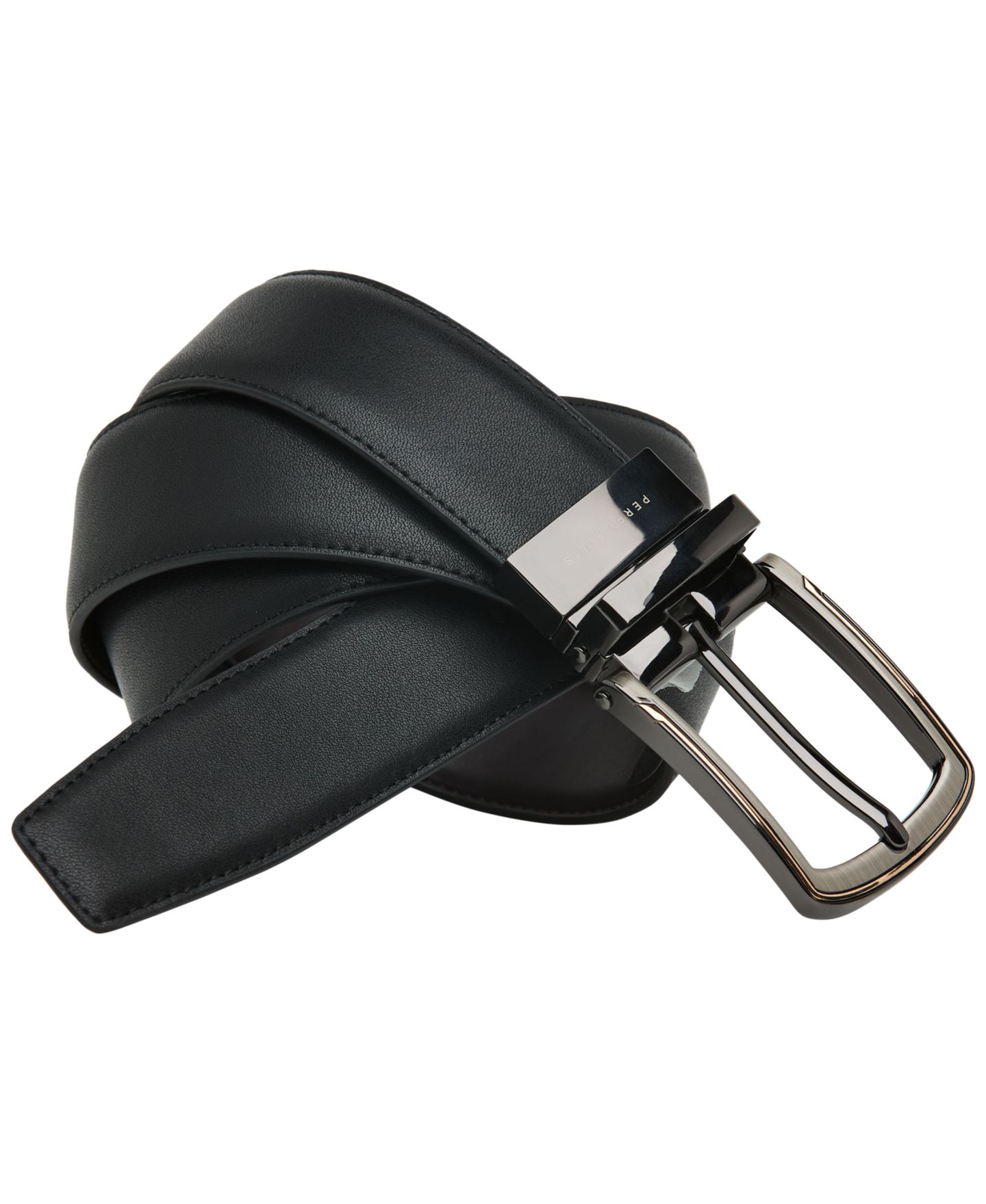 Мужской ремень Perry Ellis Portfolio Gold Line Leather, цвет: Чёрный / Коричневый — фото 3