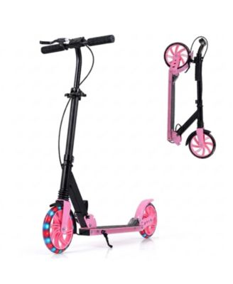Foldable Kick Scooter with 8-Inch Light-Up Wheels, 220 lbs Capacity, Ages 8+