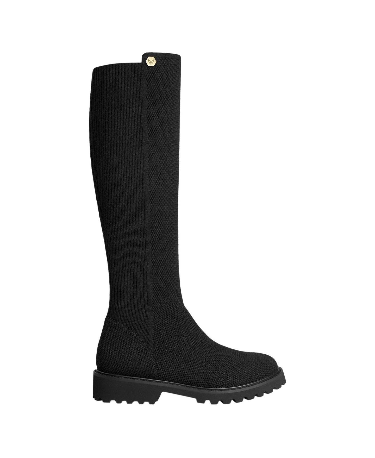 Женские ботинки VIVAIA Filipa Round-Toe Stretchy Wool Knee-High, цвет: Чёрный — фото 2