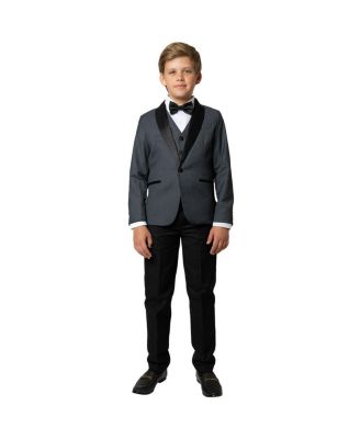 Big Boys Love and Angels Slim Fit 5-Piece Shirt, Bowtie, Jacket, Vest and Pants Tuxedo Set