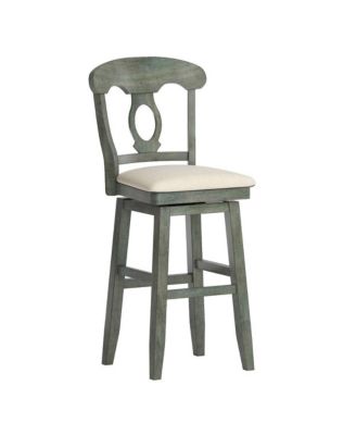 Lea Oval Swivel Bar Stool w/ Beige Linen Seat