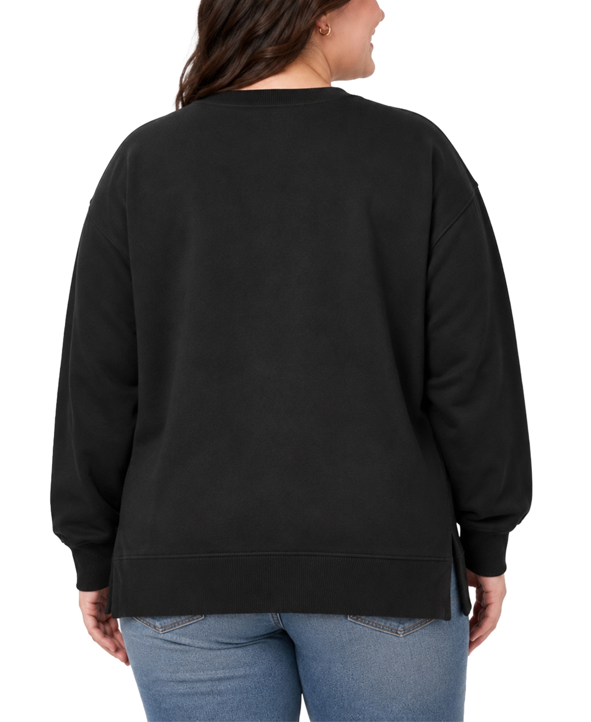 Hybrid Apparel Plus Mickey Mouse Graphic-Print Sweatshirt with Ribbed Cuffs and Hem