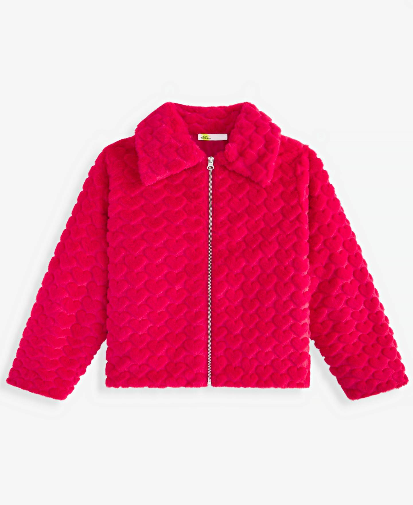 Куртка Epic Threads Heart Faux-Fur Jacket для девочек-малышей, цвет: Вишнёвый — фото 1