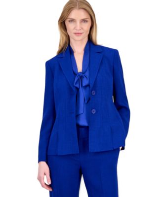 Women's Pebble Crepe Notch-Collar Long-Sleeve Blazer