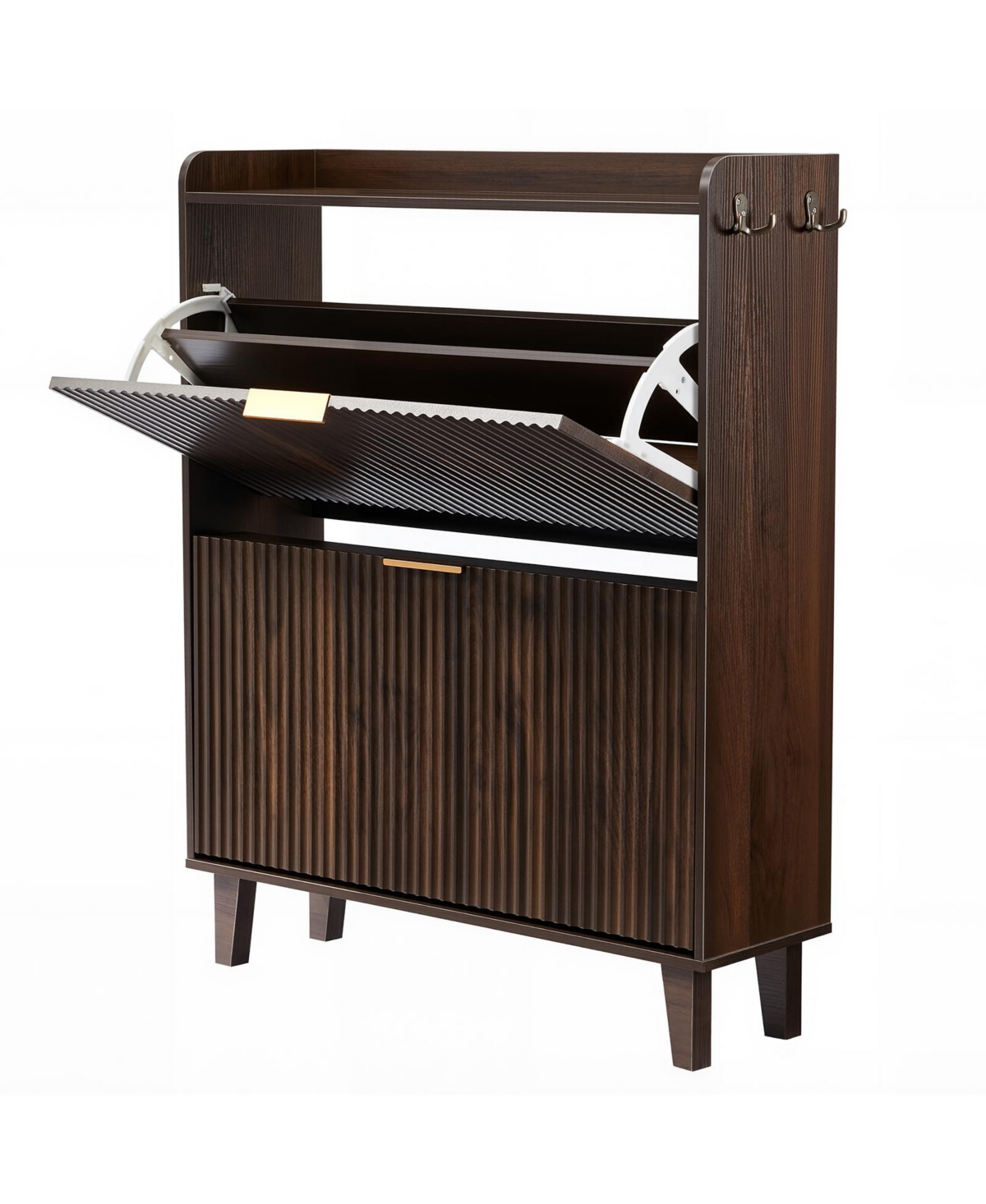 gaomon entryway shoe cabinet with double-layer flip-top drawers, adjustable shelves, and a dust-proof back panel freestanding storage
