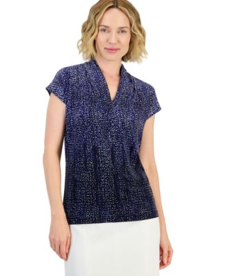 Women's Ombre Dot Print Funnel Neck Blouse