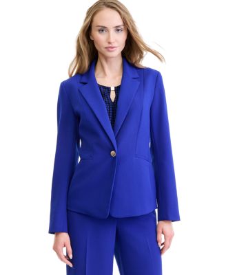 Petite Stretch Crepe One-Button Blazer