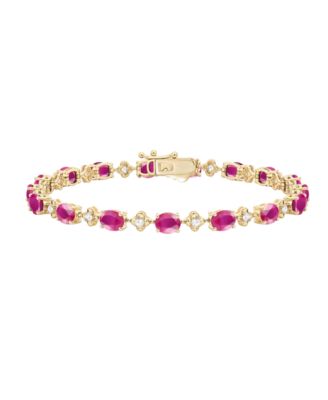 Gemstone & Diamond (1/3 ct. t.w.) Bracelet in 14k White or Yellow Gold (Available in Sapphire, Ruby, and Emerald)