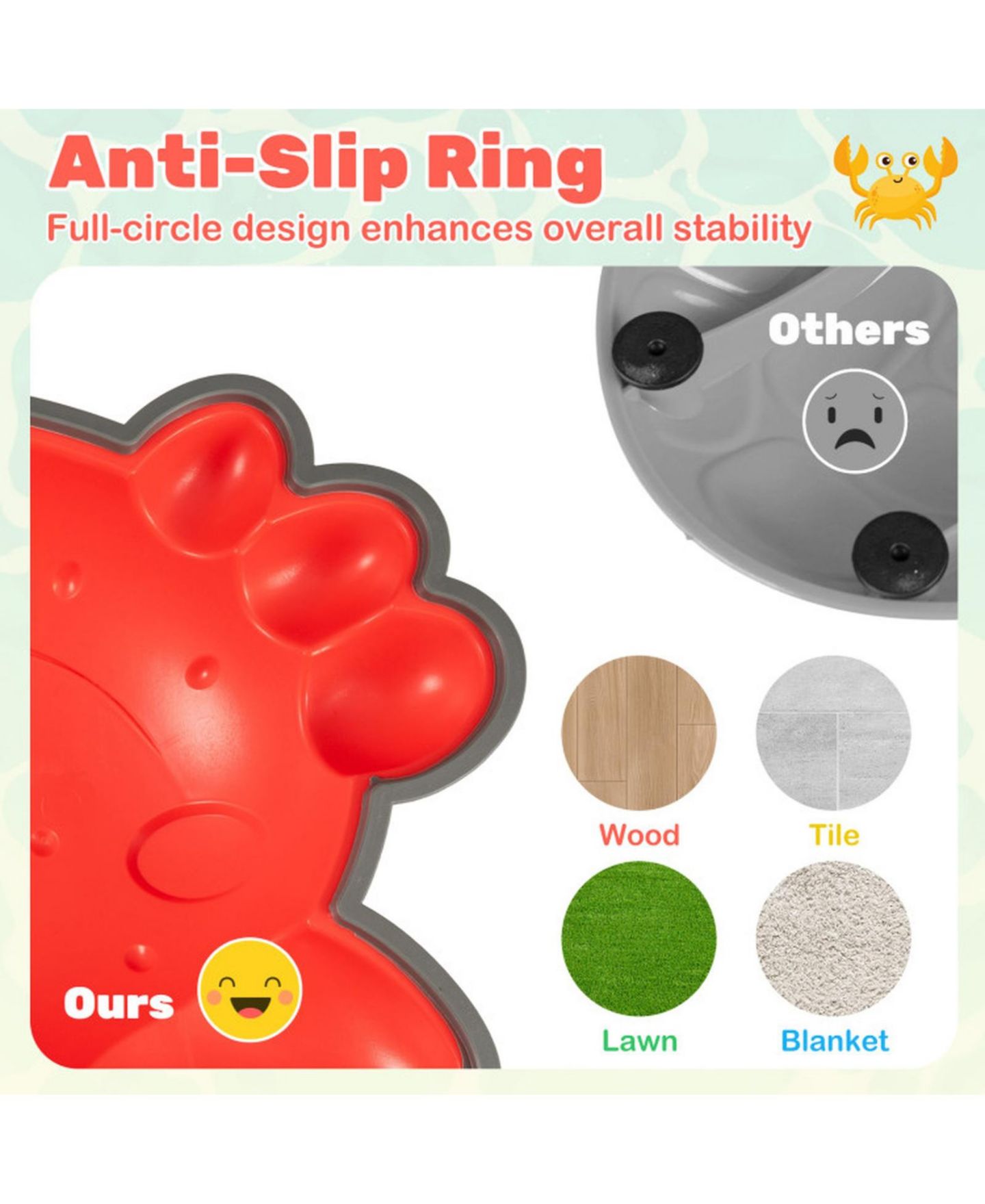 Детские игрушки SUGIFT 9-Piece Non-Slip Balance Stepping Stones, 16" x 11.5", Ages 3+, цвет: Красный — фото 7