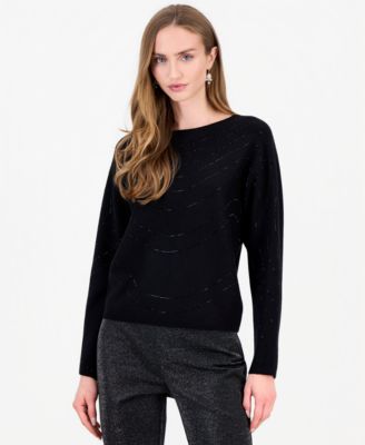 Women's Feather Crewneck Dolman-Sleeve Pullover