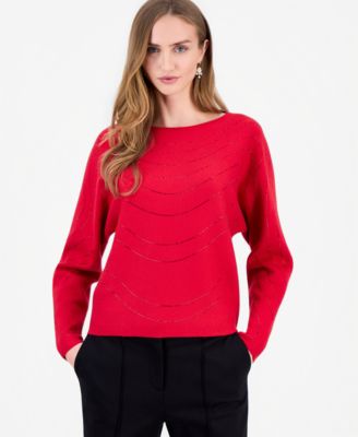 Women's Feather Crewneck Dolman-Sleeve Pullover