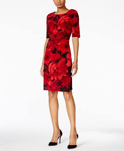 Connected Floral-Print Faux-Wrap Dress