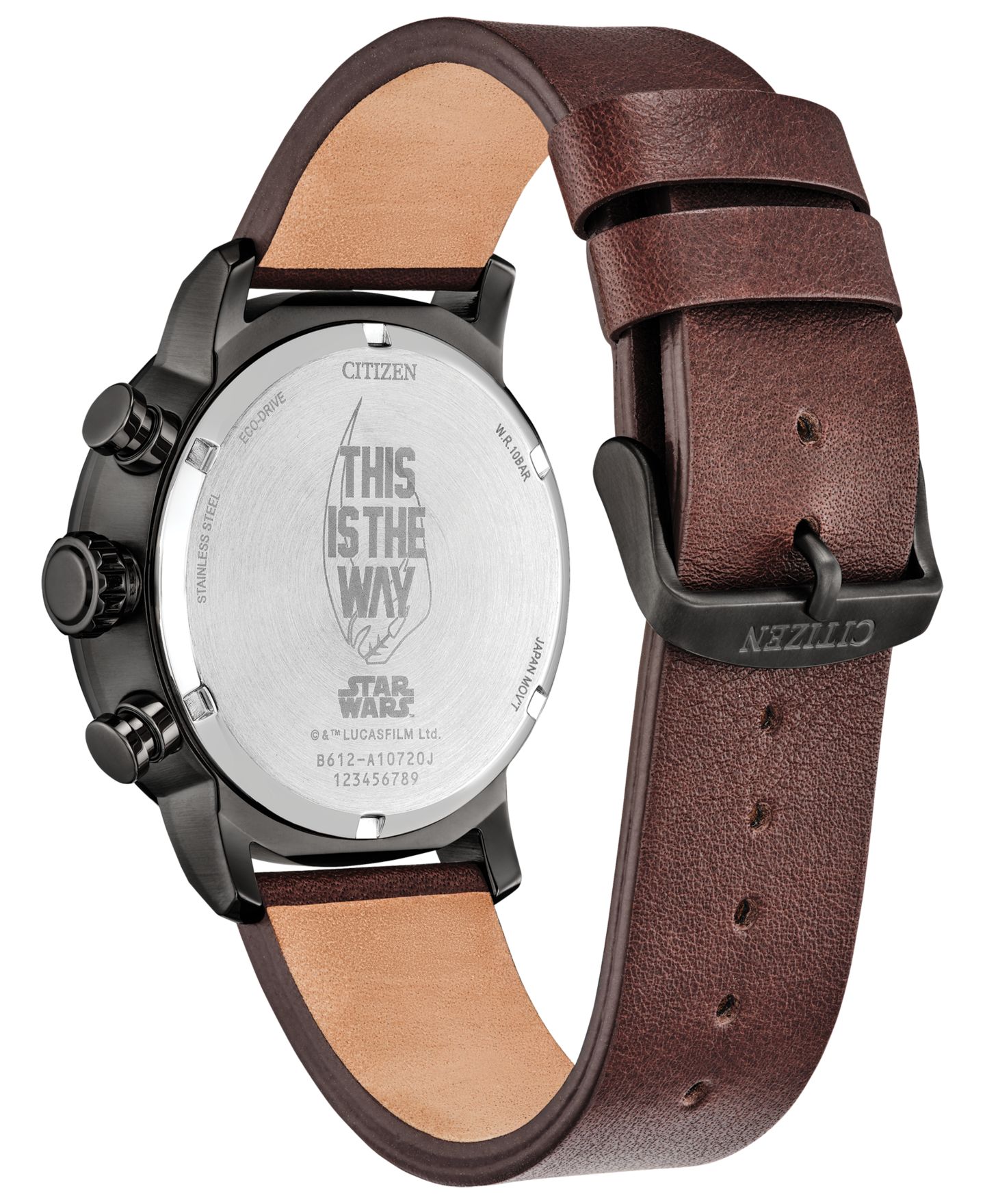 Мужские часы Citizen Mandalorian Brown Leather Strap Watch 44mm — фото 3