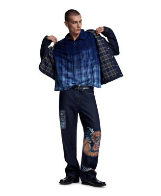 Men's Straight-Leg Figurative Embroidery Jeans