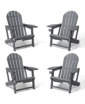 HDPE Adirondack Chair With Cup Holder and Sloped Seat